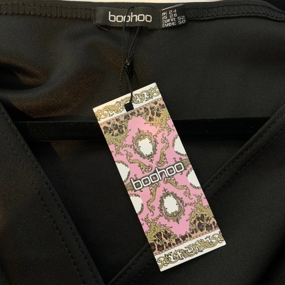 BOOHOO‎ Black Off-Shoulder Midi Dress - NWT - Picture 12 of 13